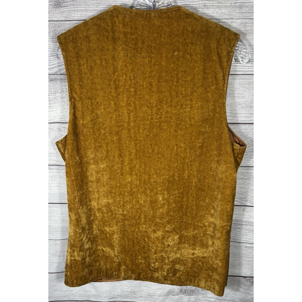 Vintage Y2K Men's Medium Gold Velvet Vest Button Front Retro Boho - Picture 2 of 4